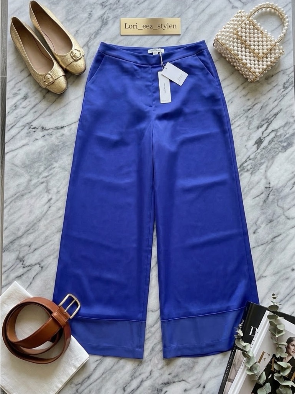 Trina Turk Wide-Leg Pants in Vibrant Cobalt